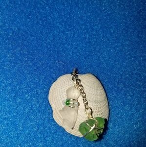 Seashell necklace with sea glass charms